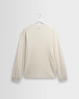 wax london men's Caleb - Ecru Waffle Cotton Henley Long-Sleeve T-Shirt