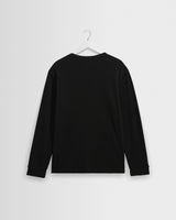 wax london men's Caleb - Washed Black Waffle Cotton Henley Long-Sleeve T-Shirt