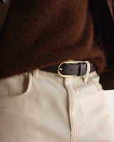 wax london men's Calsen - Dark Brown Western Embroidered Leather Belt