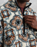 wax london men's Camley - Ecru Tile Print Fleece