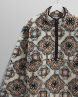 wax london men's Camley - Ecru Tile Print Fleece