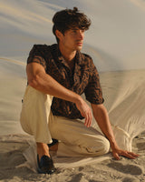 Didcot - Black And Brown Floral Viscose Short-Sleeve Shirt