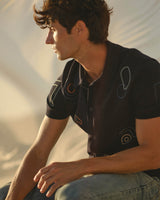 Tellaro - Navy And Multicolour Shapes Embroidered Shirt