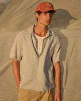 Didcot - Blue Double-Weave Seersucker Short-Sleeve Shirt