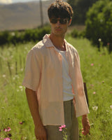 Didcot - Pink Flower Embroidered Short-Sleeve Shirt