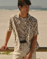 Didcot - Taupe And Ecru Diamond Lace Short-Sleeve Shirt