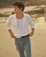 Dartford - White Dobby Stripe Organic Cotton Shirt