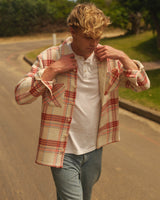 Whiting - Ecru And Red Plaid Weave Overshirt