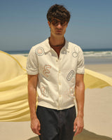 Tellaro - Ecru And Multicolour Shapes Embroidered Shirt