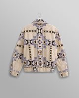 wax london men's Cartha - Ecru Geometric Corduroy Jacket