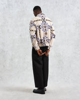 wax london men's Cartha - Ecru Geometric Corduroy Jacket