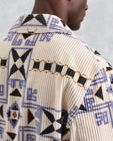 wax london men's Cartha - Ecru Geometric Corduroy Jacket