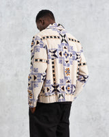 wax london men's Cartha - Ecru Geometric Corduroy Jacket