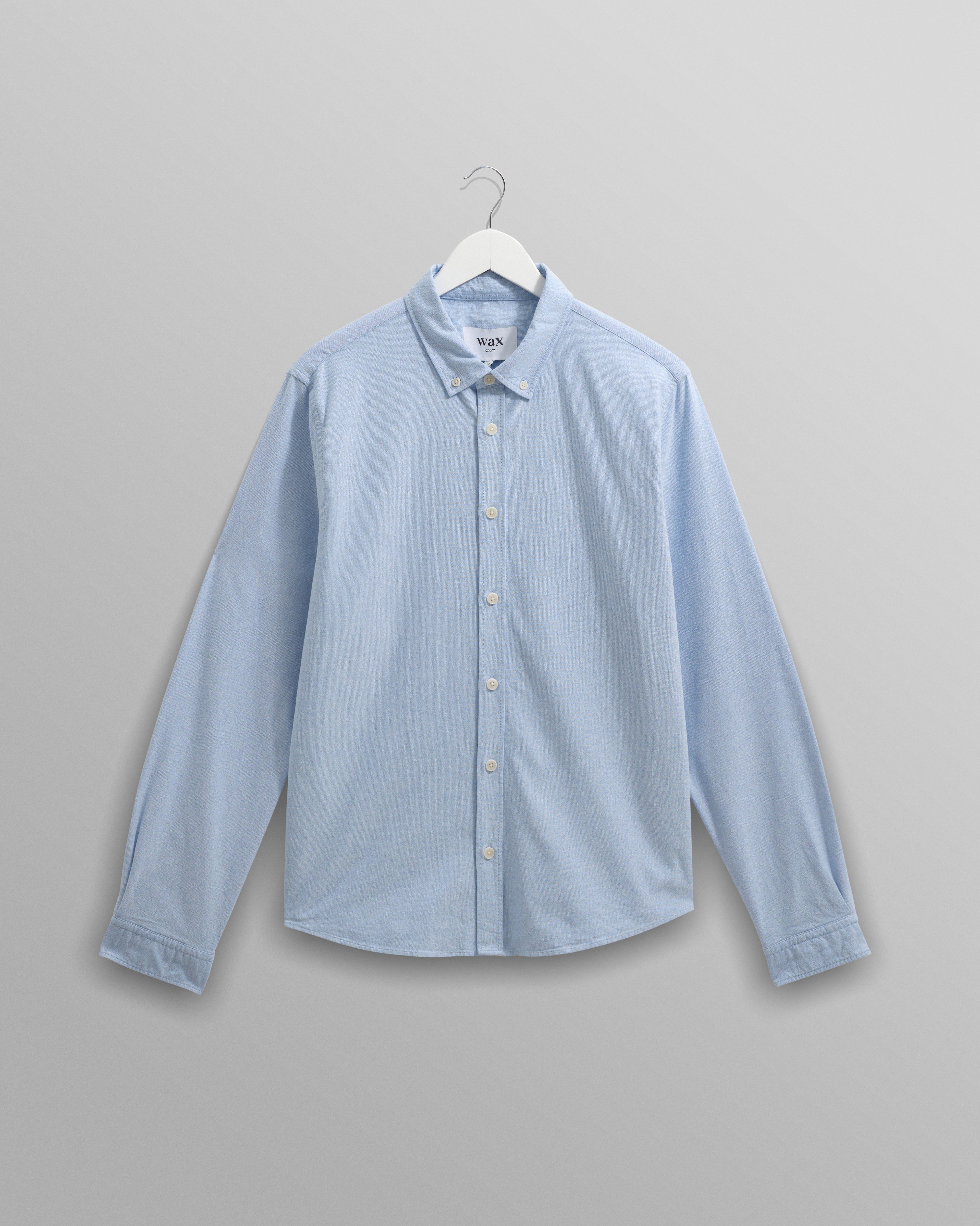 wax london men's Caspian - Pale Blue Cotton Oxford Shirt