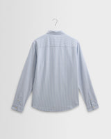 wax london men's Caspian - White And Blue Stripe Cotton Oxford Shirt