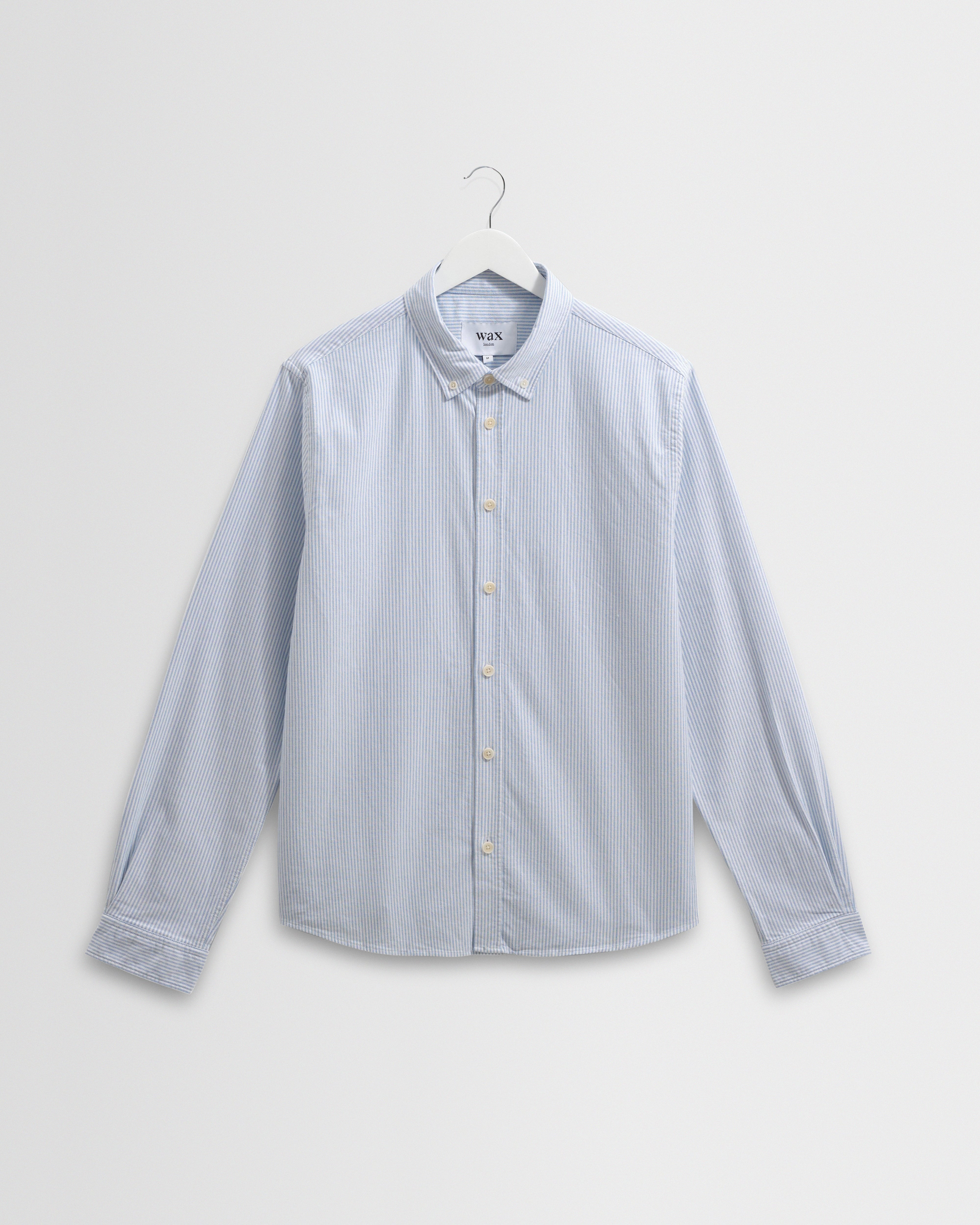 Men's White And Blue Stripe Cotton Oxford Shirt