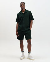 Clayland - Bottle Green Textured Waffle Short-Sleeve Shirt