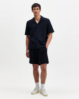 Clayland - Navy Textured Waffle Short-Sleeve Shirt
