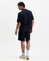 Clayland - Navy Textured Waffle Short-Sleeve Shirt