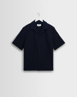 Clayland - Navy Textured Waffle Short-Sleeve Shirt