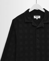 wax london men's Corey - Black Dobby Check Cotton Shirt
