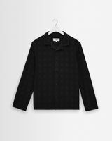 wax london men's Corey - Black Dobby Check Cotton Shirt