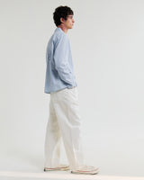 wax london men's Corey - Blue Cross Stitch Doodle Cotton-Linen Shirt