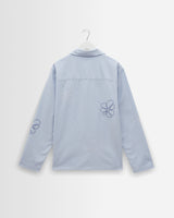 wax london men's Corey - Blue Cross Stitch Doodle Cotton-Linen Shirt