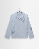 wax london men's Corey - Blue Cross Stitch Doodle Cotton-Linen Shirt