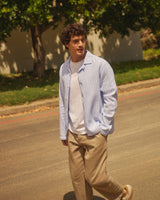 wax london men's Corey - Bright Blue Cotton Twisted Stripe Shirt