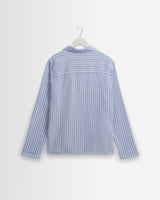 wax london men's Corey - Bright Blue Cotton Twisted Stripe Shirt