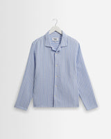 wax london men's Corey - Bright Blue Cotton Twisted Stripe Shirt