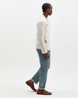 Corey - Ecru And Blue Doodle Cotton-Seersucker Shirt