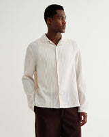 wax london men's Corey - Natural Cotton Twisted Stripe Shirt