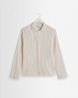 wax london men's Corey - Natural Cotton Twisted Stripe Shirt