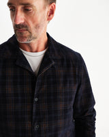 wax london men's Corey - Navy And Multicolour Check Corduroy Shirt