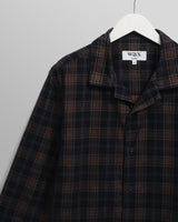 wax london men's Corey - Navy And Multicolour Check Corduroy Shirt