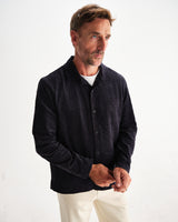 wax london men's Corey - Navy Seersucker Corduroy Shirt