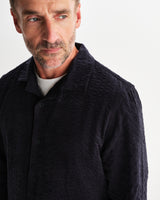 wax london men's Corey - Navy Seersucker Corduroy Shirt