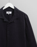 wax london men's Corey - Navy Seersucker Corduroy Shirt