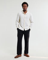 wax london men's Corey - Off White Dobby Check Cotton Shirt