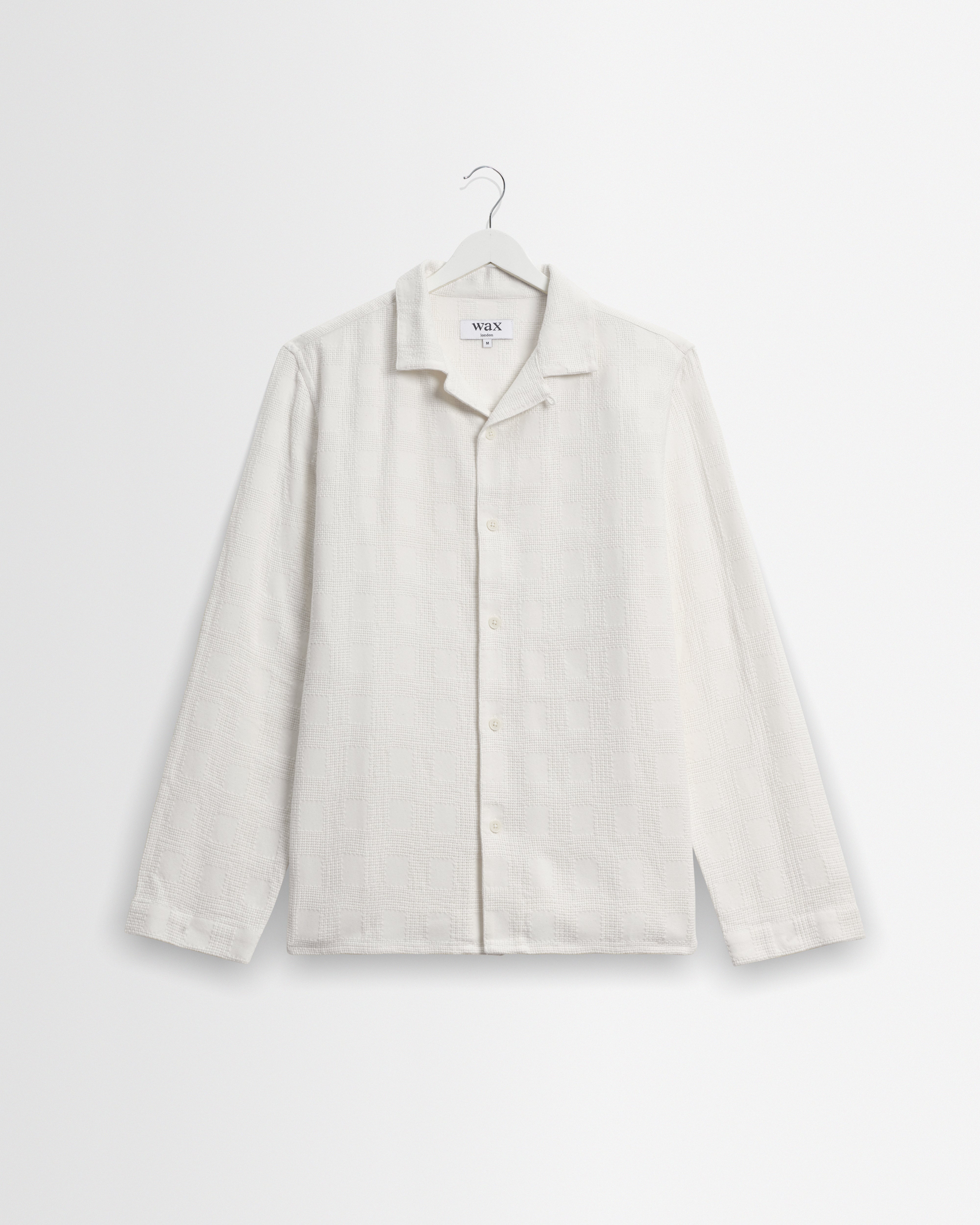 Men's Off White Dobby Check Cotton Shirt | Wax London