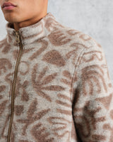 wax london men's Cozi - Ecru Squiggle Fleece Jacket