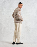 wax london men's Cozi - Ecru Squiggle Fleece Jacket