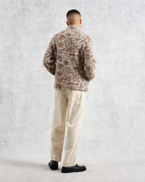 wax london men's Cozi - Ecru Squiggle Fleece Jacket