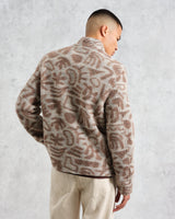 wax london men's Cozi - Ecru Squiggle Fleece Jacket