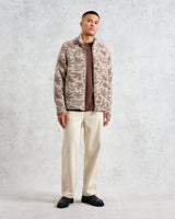 wax london men's Cozi - Ecru Squiggle Fleece Jacket