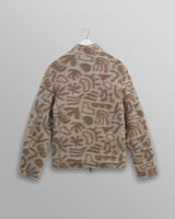 wax london men's Cozi - Ecru Squiggle Fleece Jacket