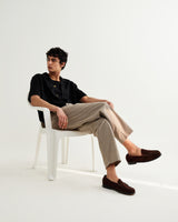 wax london men's Curzon - Black Lyocell Twill Short-Sleeve Shirt