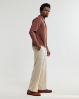 wax london men's Curzon - Brown Lyocell Twill Short-Sleeve Shirt